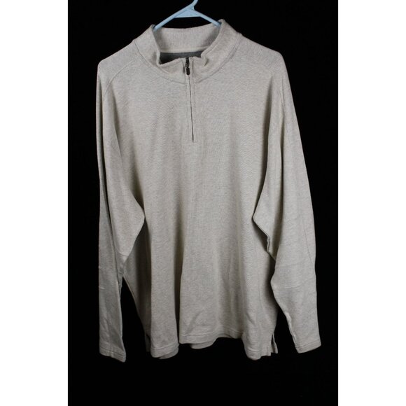 Roundtree & Yorke Authentic Outfitters Creme/Beige Cotton Men's XL 1/4 Zip Pullo - Picture 1 of 4